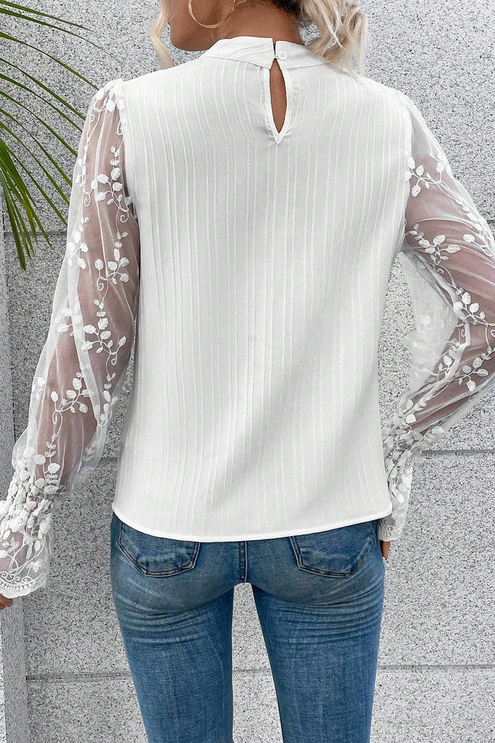 Apricot Pink Lace Sleeve Blouse-15